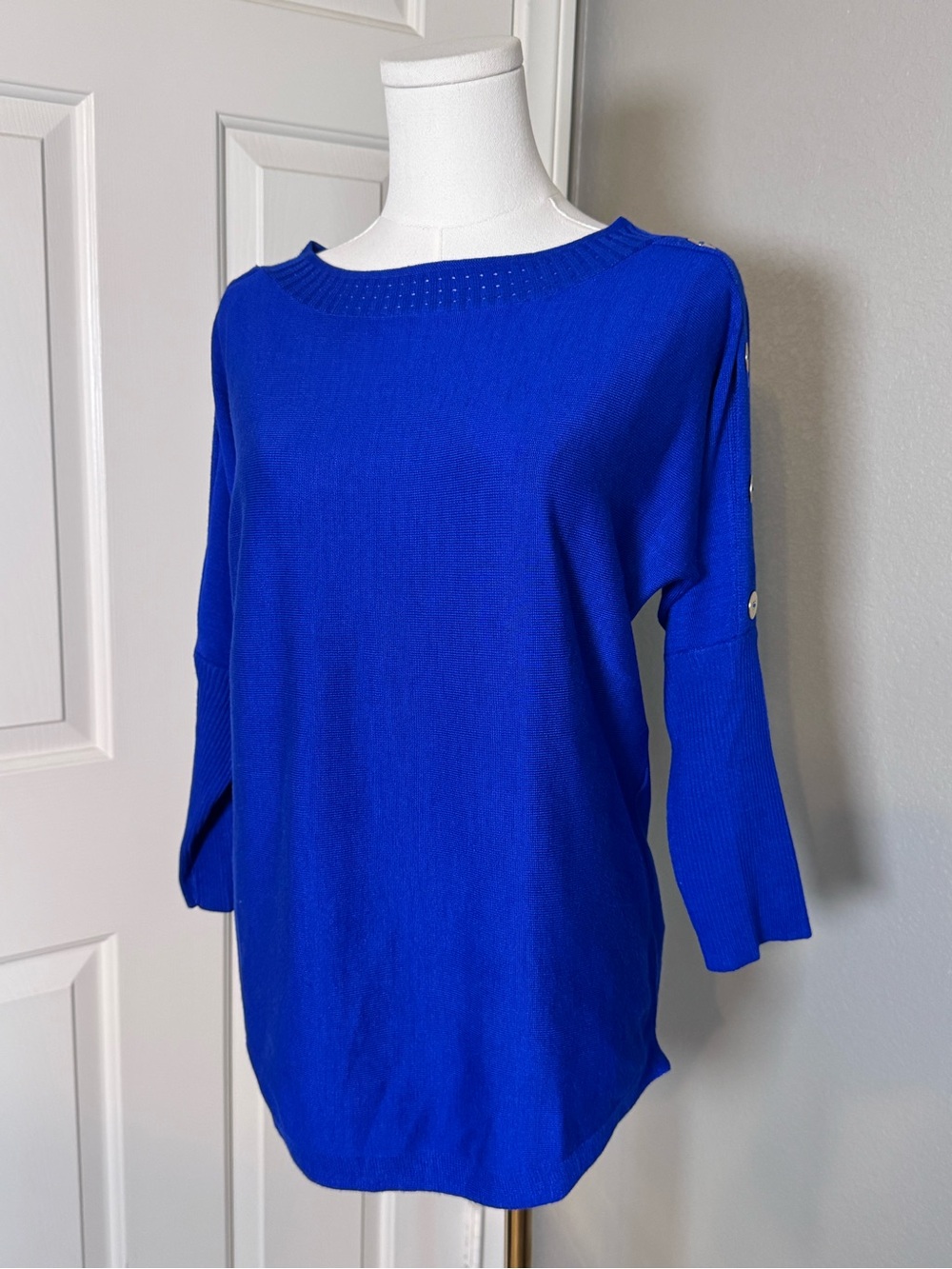 Cable & Gauge Cobalt Blue Boatneck Sweater